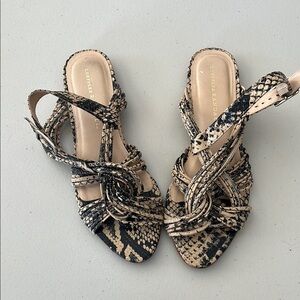 Loeffler Randall Women's Snakeskin Sandals - Black and Tan